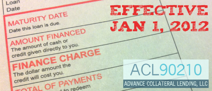 Interest Rates: California Financial Code rates for collateral lending ~ ACL90210